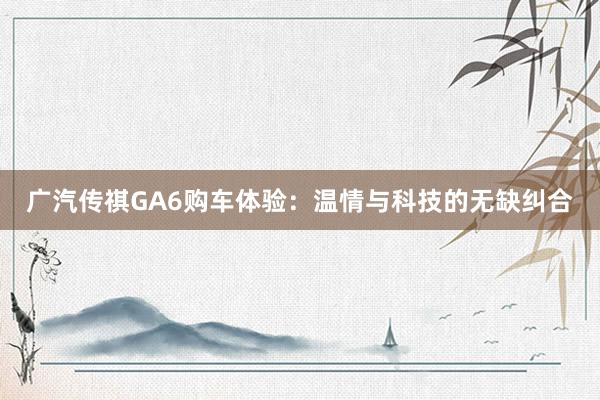 广汽传祺GA6购车体验：温情与科技的无缺纠合